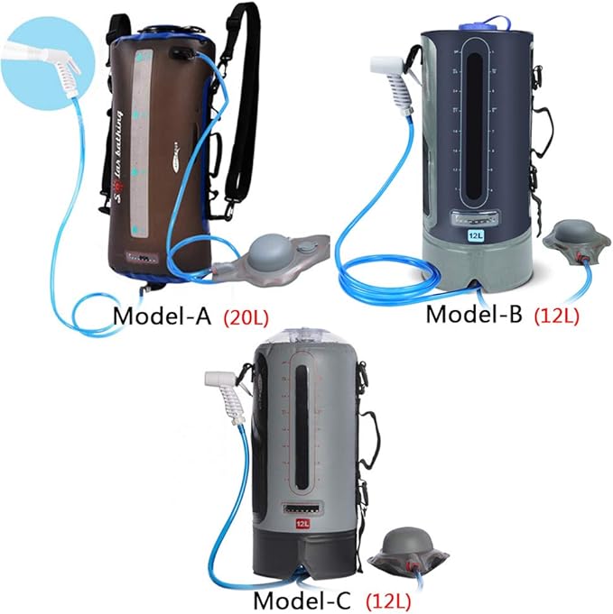 Lixada 12L/20L Water Bag Collapsible Water Container Portable Camping Shower Bag Water Bag with Air Pump for Outdoor