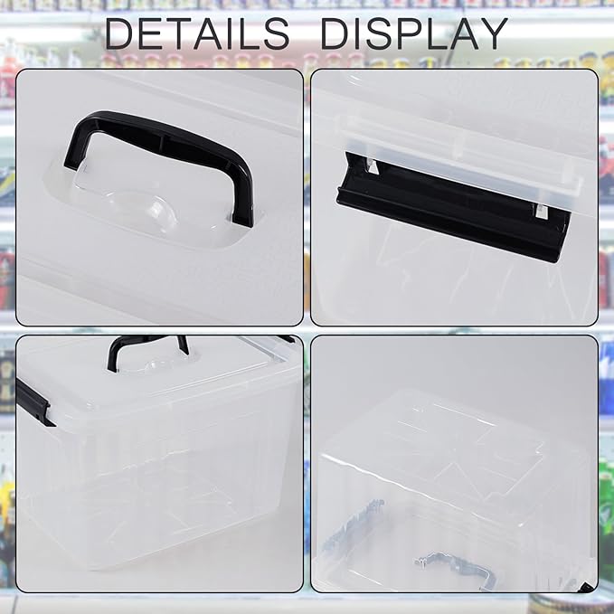 Ggbin Clear Plastic Latch Storage Box with Handle 6 Quart &amp 12 Quart Lidded Storage Container 2 Packs