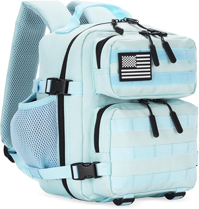 9L Mini Tactical Backpack for Men and Women Tactical Backpack Small for Hiking Small Tactical Bag（Light Blue）