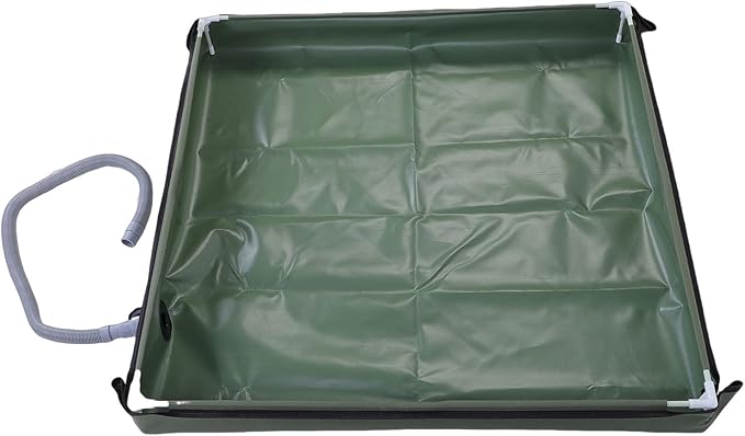 Focket Portable Shower Pan Foldable Design Outdoor Shower Base Camping with Detachable Drain Pipe for Camping RV Beach Indoor Use (OD Green 80x80x10cm / 31.5x31.5x3.9in)