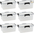 6 Pack 12 Quart Plastic Storage Bins with Gasket Seal Lids Clear Stackable Storage Container Box