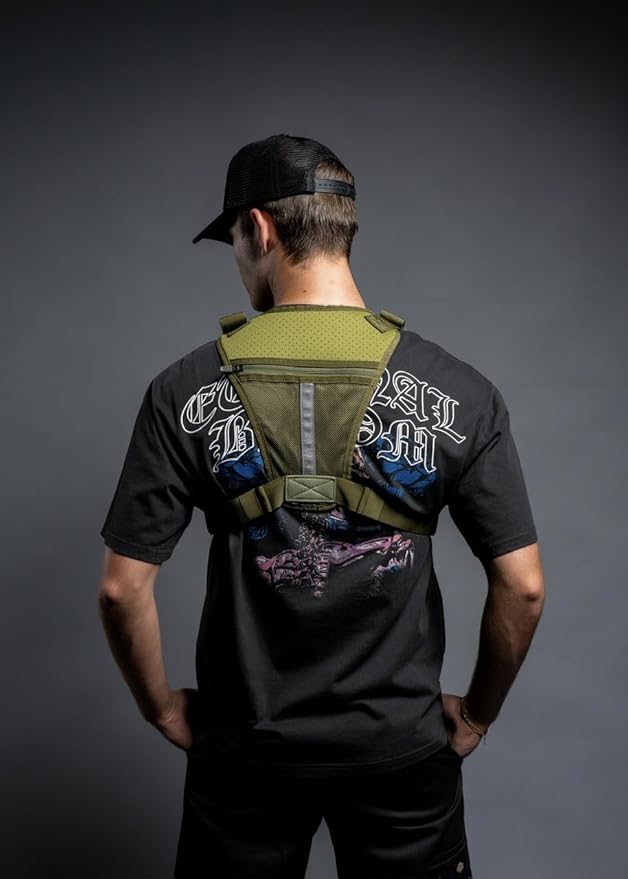 WOLFpak Utility Chest Pack w/CCW Holster |Tactical Waterproof 900D EDC Front Mount Vest Bag Adjustable Concealed Carry Chest Rig for Men &amp Women (OD Green)