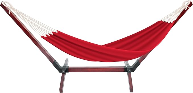 KUAFU 9-14 FT Wooden Hammock Stand Adjustable Wood Hammock Chair for for Backyard Patio or Camping Trip Accommodate 2 Person 650lbs Weight Capacity
