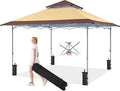 MASTERCANOPY 13x13 Pop-Up Canopy Tent Instant Shelter Outdoor Canopy with Wheeled Bag (Brown&ampKhaki)