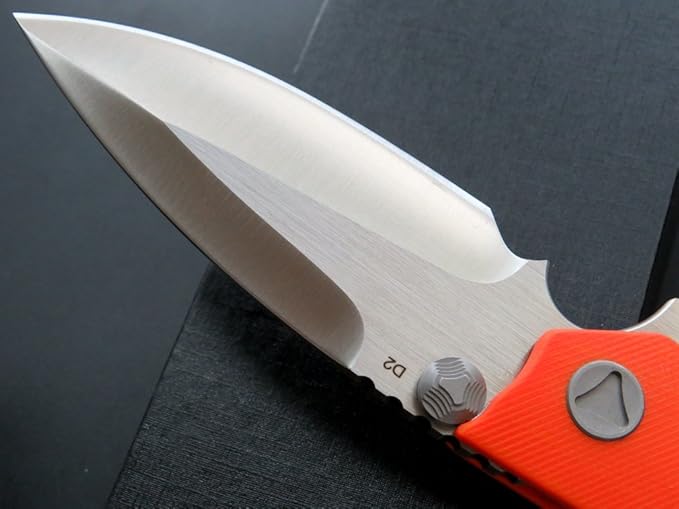 Eafengrow EF335 Folding Knives D2 Blade and G10 Handle5 inch Closed EDC Pocket Folding Knife with Clip (orange)