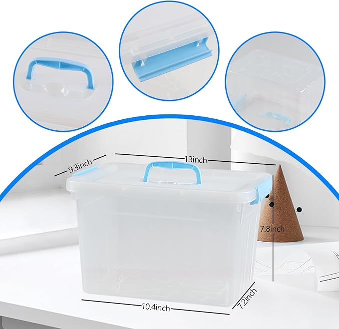 12 Quart Plastic Bin with Handles Clear Latching Storage Box 1 Pack