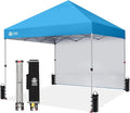 CROWN SHADES 8x8 Pop Up Canopy with 1 Side Wall - Beach Tent with One Push Setup - Outdoor Sun Shade for Events Parties Camping - Gazebo with STO-N-Go Cover Bag (Sky Blue)