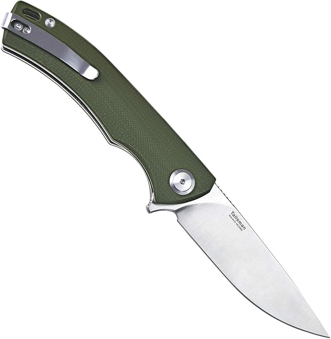 Harnds Talisman CK9168 Pocket Knife with Ball Bearing Pivot System Folding Knife with G10 Handle Pocketclip (armygreen handle)