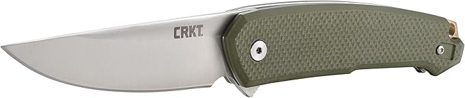 CRKT Tueto EDC Pocket Knife: Everyday Carry Utility Folder Plain Edge Drop Point Blade with Liner Lock Assisted Open Bead Blast Finish Olive Green G10 Handle 5325