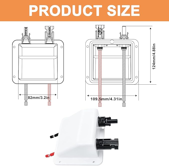 Solar Cable Entry Gland1Ft/30cm 10AWG Soft Solar Extension Cable and Connector UV Resistance Dual Cable Entry Gland Housing on Rv Boat Camper (1Ft White)