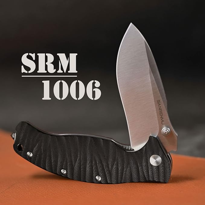 SANRENMU 1006 NEW Pocket Folding Knife 14C28N Blade Flipper Ball Bearing Outdoor Camping Survival Tool EDC (Black)
