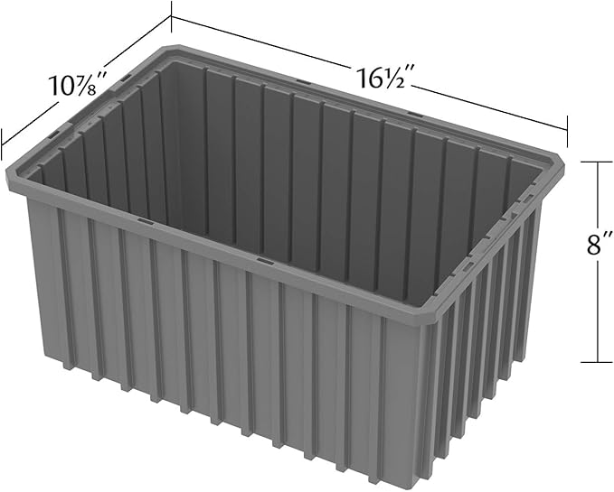 Akro-Mils 33168 Akro-Grid Plastic Slotted Dividable Modu Box Stackable Grid Storage Tote Container (16-1/2-Inch L x 10-7/8-Inch W x 8-Inch H) (6 Pack) Red