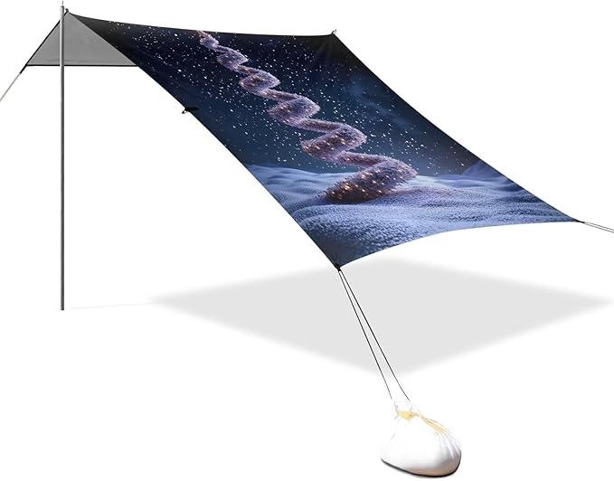 ALAZA Purple Twisted Christmas Tree Beach Tent Sun Shelter Portable Canopy Sunshade for Outdoor Camping Picnics Backyard Fun 10x9 ft