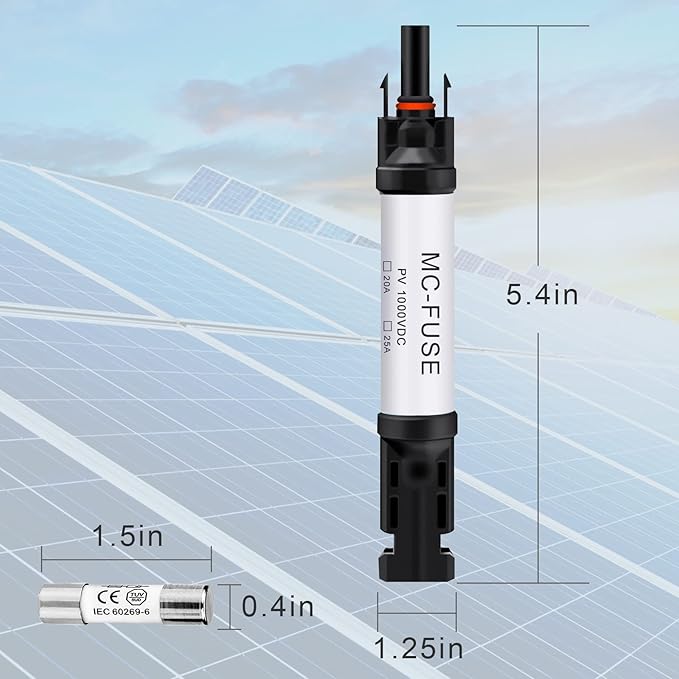 30A Solar Fuse Connector IP68 Waterproof 1000V in-line Fuse Holder 30A Male and Female Connector Waterproof in-Line Fuse Holder (Contains 8 fuses + 4 Solar Fuse Holders)