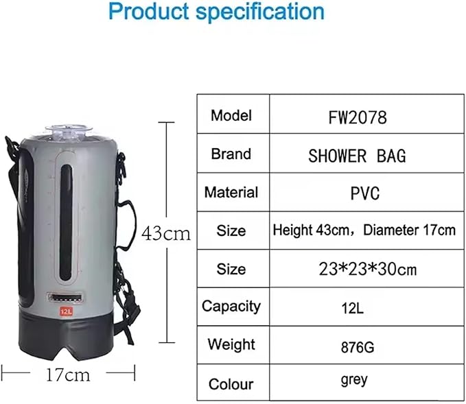 Outdoor Foldable Portable Mountaineering Outdoor Supplies Camping Solar Shower Bag Camping Portable Solar Shower Bag 12L