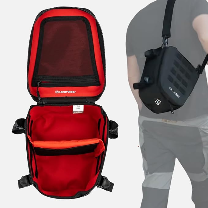 Lone Rider Motorcycle Tail Pack 8L - Waterproof Motorbike Tailpack Dry Bag with MOLLE Top Cam Buckle and Loop Webbing Mounts - Fits Most Seats Rear Racks Panniers and Saddlebags