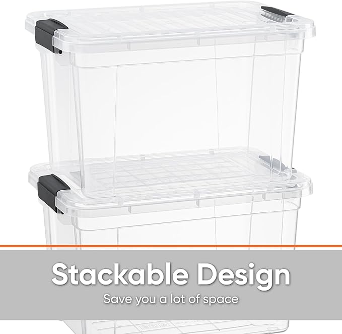 Superio Clear Storage Box with Lid 8.75 Quart Plastic Container Bins for Organizing Stackable Crates BPA Free Non Toxic Odor Free Organizers for Home Office School and Dorm 18 Pack