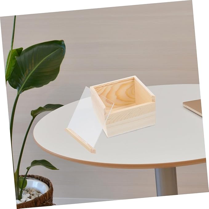 2pcs Acrylic Storage Box Sliding Lid Decorative Trinket Box Visible Wood Craft Storage Unfinished Wooden Jewelry Holder