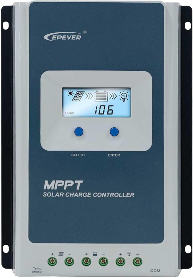 EPEVER 40A 12/24V Auto Identify MPPT Solar Charge Controller with Remote Control of LCD Display Adjustable Parameters and Temperature Sensor Support Lithium(Optional)