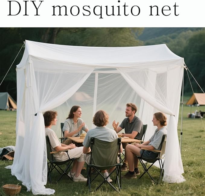 DIY Mosquito Net Screen Mesh Fabric White Customizable Size Fine Mesh for Outdoor Protection (19.68' x 19.68')