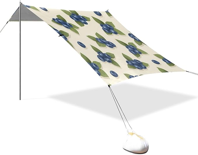 xigua Bluecherry Beach Tent Sun Shelter with Carrying Bag - Silver Coated Oxford Fabric Beach Canopy for Beach Camping Fishing - Includes Windproof Ropes Sandbags &amp Stakes