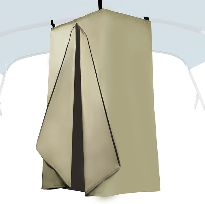 Privacy Tent for Boats Heavy-Duty Hanging Changing Room for Pontoon Boats Privacy Curtains for Pontoon Boats Attaches to Bimini Top Poles (Gray)