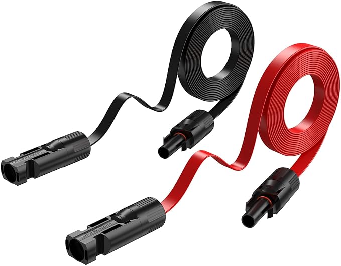 Bateria Power Super Flat Solar Cable Connector 30Amp Balcony Photovoltaic Solar Extension Wire with Male and Female Connectors Solar Panel Adaptor for RV Solar Panels (Black and Red) 100CM 3.3FT