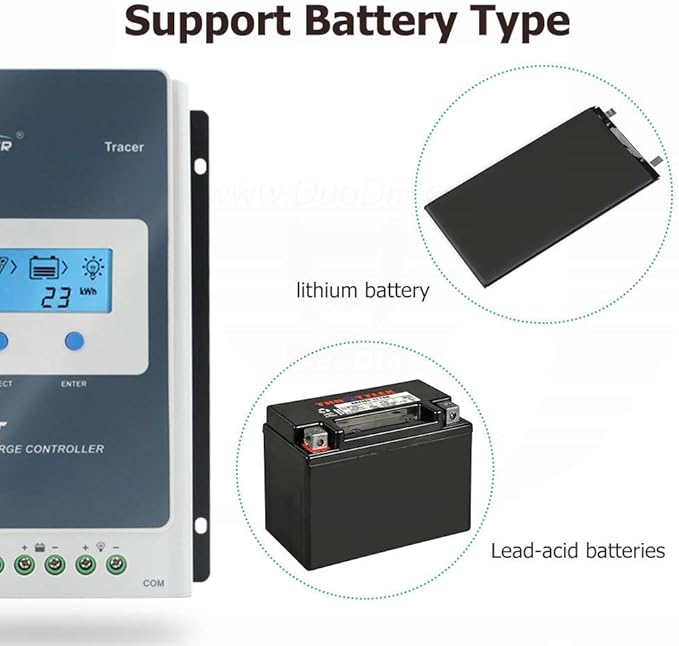 EPEVER 30A MPPT Solar Charge Controller 12/24V DC Tracer-an Series Charge Controller with MT52 Remote Meter &ampTemperature Sensor &ampRS485 Cable fit for Lithium Sealed AGM Battery Negative Groun