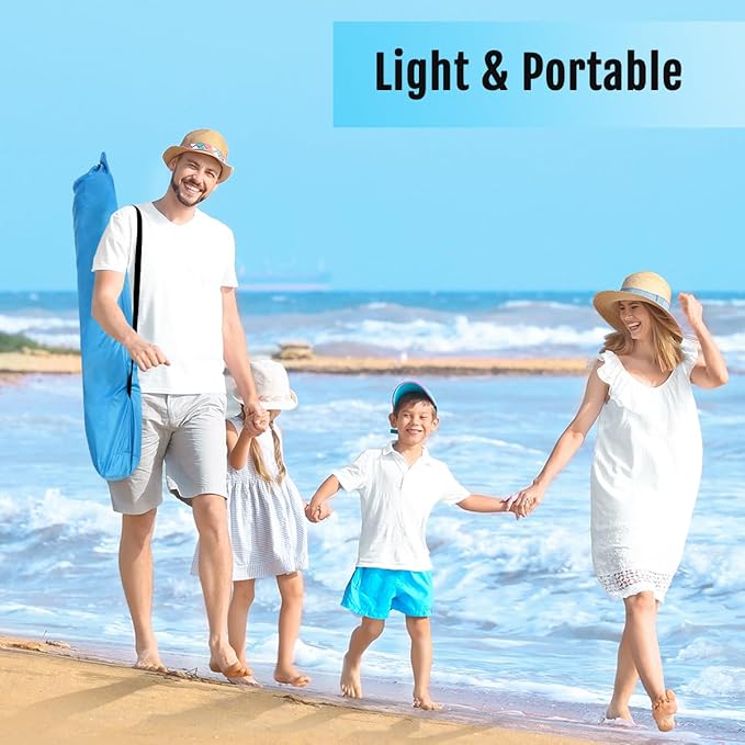 WhiteFang Deluxe Pop Up Beach Tent Sun Shade Shelter for 3-4/5-6 Person UV Protection Extendable Floor with 3 Ventilating Windows Plus Carrying Bag Stakes and Guy Lines