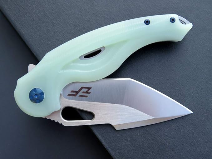 Eafengrow EF936 Pocket KnifeG10 Handle D2 Steel Blade Knife with Ball Bearing Safe Open Flipper Knife EDC Tool Knives for Camping Survival Hiking (jade)