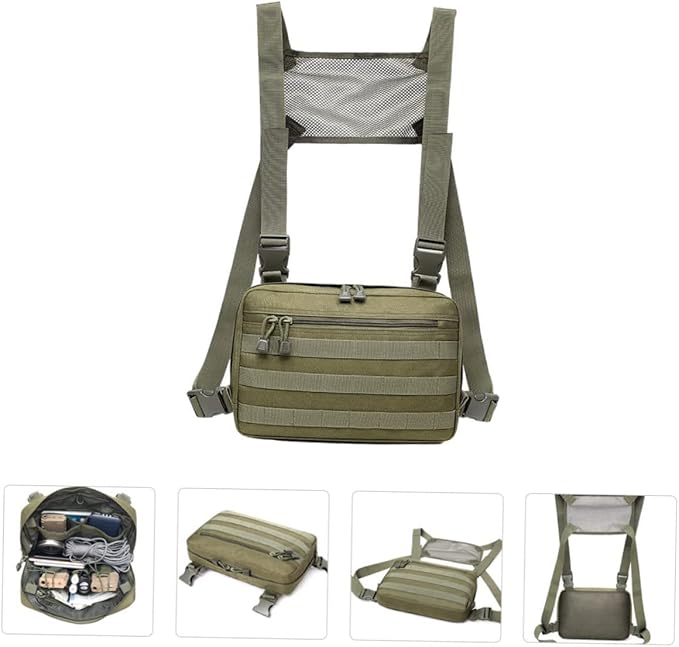 LIFKOME Adjustable Shoulder Bag for Men Nylon Camping Chest Bag Capacity for Hiking Hunting