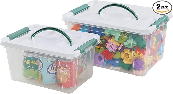 14 Quarts &amp 7 Quarts Storage Bins with Lids 2-pack Clear Plastic Totes Boxes