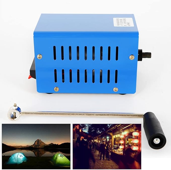 Gdrasuya10 20W Blue Hand Crank Power Generator Manual Crank Dynamo with USB Generator Portable Emergency Generator for Travel Camping Hiking Power Failure