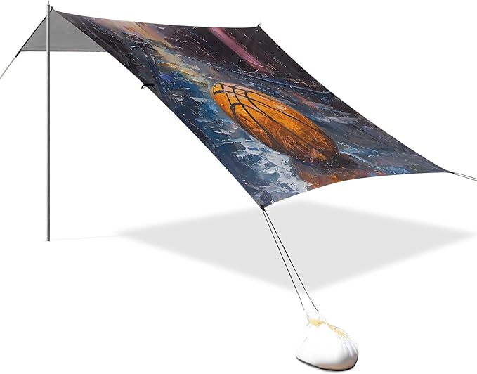 ALAZA Basketball Painting Art Beach Tent Sun Shelter UPF50+ Protection Beach Shade Canopy w/ 4 Sandbags for Outdoor Camping Fishing Backyard Fun Picnic 10x9 ft