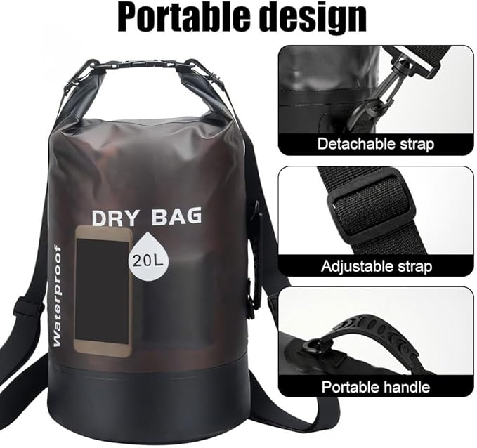 MiOYOOW Dry Bag 10/20L Waterproof Dry Backpack Portable Roll Top Sack Bags for Kayaking Boating Canoeing Camping Swimming