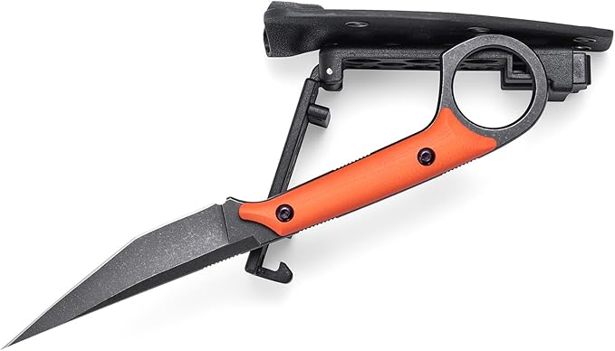 Fixed Blade Knife D2 Steel Blade and G10 Handle Utility EDC Knife for Outdoor Survival Hiking Camping with Kydex Sheath OS1221 (Orange)