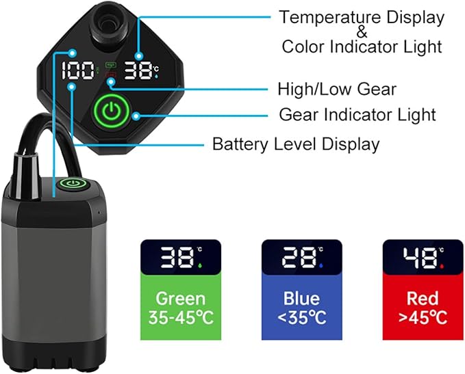 BENBOR Electric Portable Camping Shower - 6000mAh Battery Powered Outdoor Shower with Intelligent Digital Display Lightweight ABS Design for Camping Dog Washing &amp Tent Shower Use Black