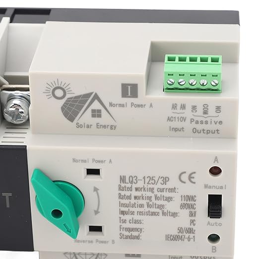 3P 110VPower Automatic Transfer Switch 100A Din Rail Type Mini ATS Backup Emergency Power Electrical Selector Generator Changeover Switch