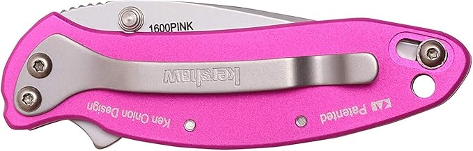 Kershaw Chive Pink Pocket Knife 1.9 420HC Steel Blade 410 Stainless Steel Handle Assisted Opening with Flipper Small EDC