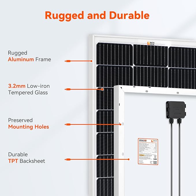 RICH SOLAR 200 Watt 12 Volt Monocrystalline Solar Starter 40A MPPT Charge Controller/Mounting Z Brackets/Tray Cable/Adaptor Kit(MPPT-40A)
