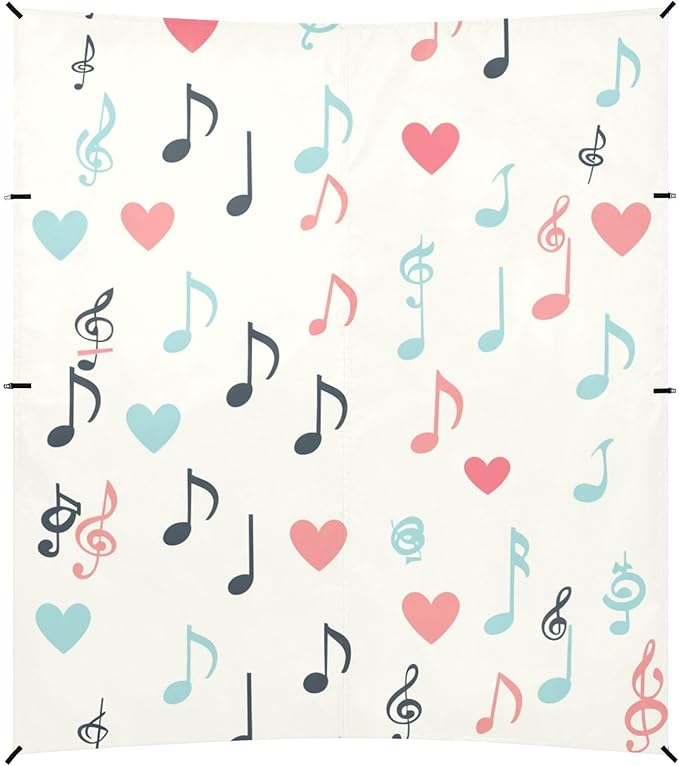 ALAZA Colorful Music Note Love Beach Tent Sun Shelter Portable Canopy Sunshade for Outdoor Camping Picnics Backyard Fun 10x9 ft