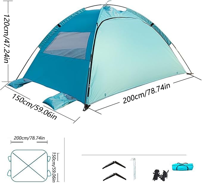 Sun Shade for Beach | UPF50+ Foldable Tent Canopy - Outdoor Sun Shelter | for Picnic Camping Beach Backyard Outdoor Backpacking Travel Patio
