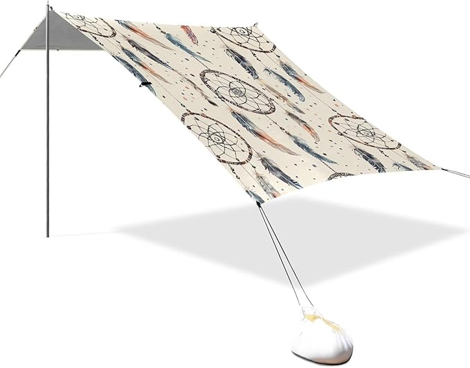 ALAZA Dreamcatcher Ethnic Design Beach Tent Sun Shelter Portable Canopy Sunshade for Outdoor Camping Picnics Backyard Fun 10x9 ft