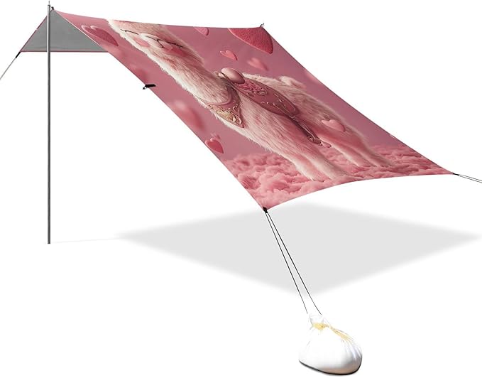 ALAZA Pink Llamaromantic with Heart Beach Tent Sun Shelter Portable Canopy Sunshade for Outdoor Camping Picnics Backyard Fun 10x9 ft