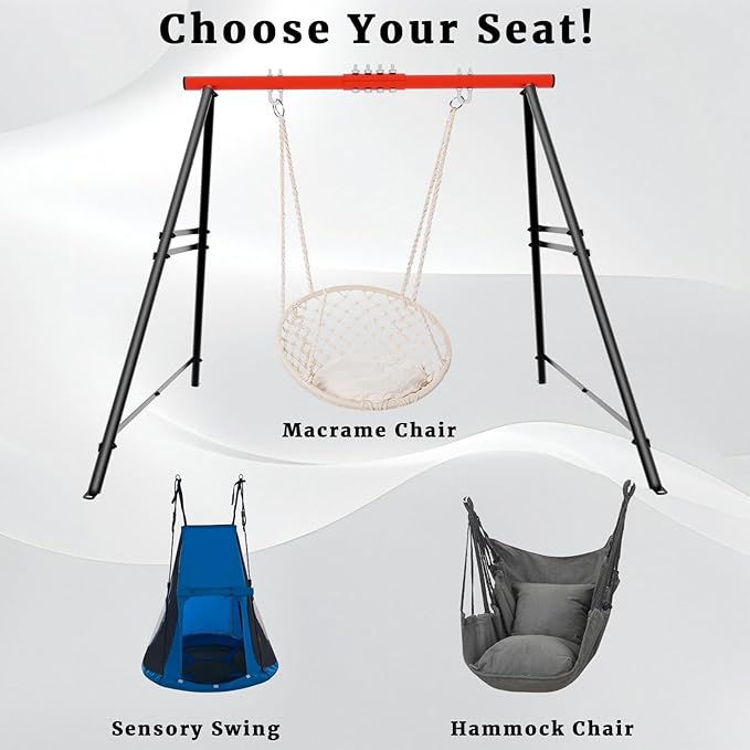 A-Frame Swing Stand - 550lbs Weight Capacity for Yoga Hammock Saucer Baby Porch Swing (NOT Included) - Red