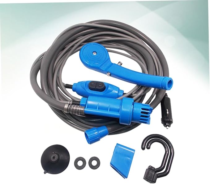 12v Camping Shower Pump Kit Portable Outdoor Shower Set Power Cable for Car/Travel
