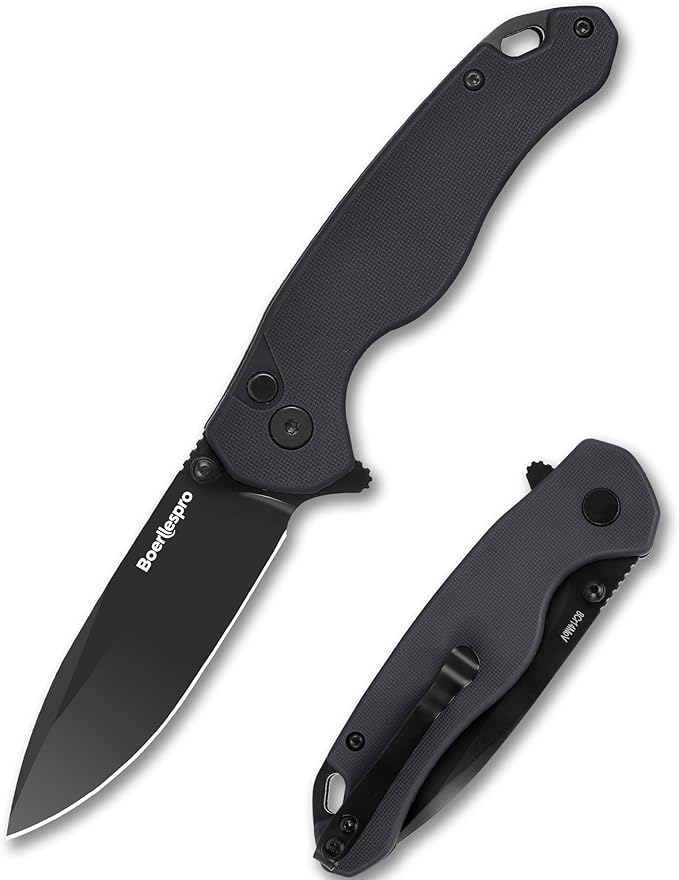 Pocket Knife – 2.99 8Cr14MoV Steel Blade G10 Handle | EDC Folding Knife with Pocket Clip for Men &amp Women | Sharp for Camping Fishing Hunting Tactical Use &amp Survival Hiking -Dark Gray