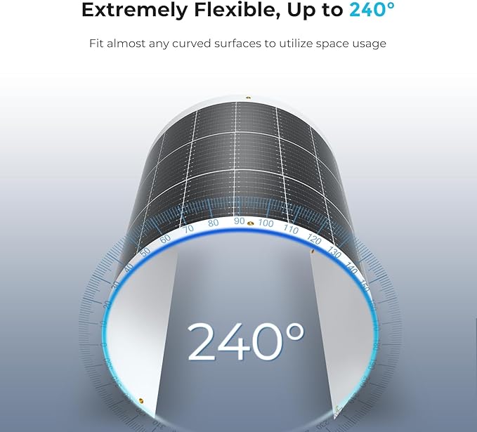 Renogy Flexible Solar Panel 100 Watt 240° Ultra Flexible 100W Solar Panel 12 Volt for Marine RV Cabin Van Car Uneven Surfaces Off-Grid Essentials