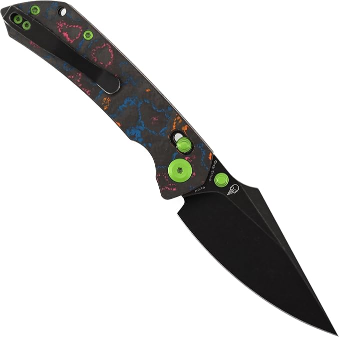 KANSEPT Fenrir Pocket Knife3.48'' Black Stonewashed CPM S35VN Harpoon Blade80S Camo CarbonFiber HandleThumb Stud PocketClip for EdcCamping Survival Hiking Folding Knives K1034V4