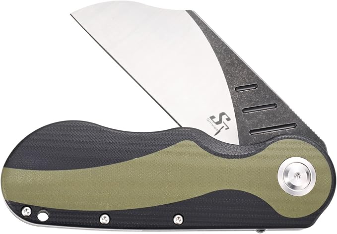 Sitivien ST138 Folding KnifeSandvik 14C28N Stainless SteelG10 Handle EDC Knife for Outdoor CampingHikingFishing(Black+Green)